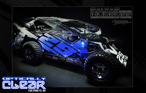 'Clear Series III' Pre-Wrapped & Assembled Genuine Salvas Mudboss Lexan Body for Short Course Traxxas Slash Racing - Darkside Studio Arts LLC.