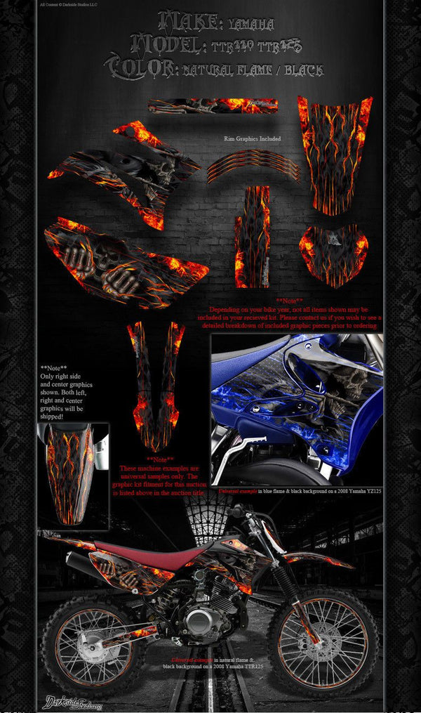 ヤマハ 2000-2014 TTR110 TTR125 「HELL RIDE」ラップ用グラフィックキット OEM プラスチックに適合 -  Darkside Studio Arts LLC.