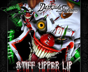 Graphics Kit For Kawasaki 2006-2020 Kxf450 "Stiff Upper Lip"  Wrap Decal  Crazy Clowns - Darkside Studio Arts LLC.