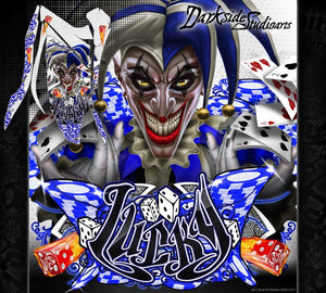 Graphics Kit For Yamaha Raptor 700 2013-2023 "Lucky"  Wrap Skin Full Coverage Blue White - Darkside Studio Arts LLC.