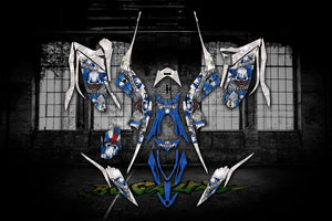 Graphics Kit For Yamaha Raptor 700 2013-2023 "The Freak Show"  For Blue / White Model - Darkside Studio Arts LLC.