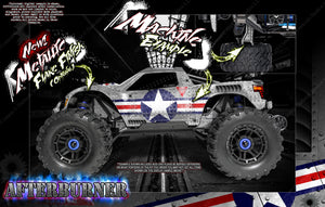 'Afterburner' Graphics Fits Stock Body Tra8914 On Traxxas Maxx 4S -V1 Only- 1/10 Hop-Up Wrap Decals - Darkside Studio Arts LLC.
