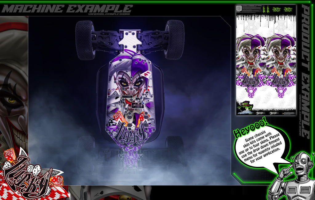 'Lucky' Joker Themed Chassis Skin Fits Hpi Rs4 Sport 3 Skid Plate #106629 / #113695 | Darkside Studio Arts LLC.