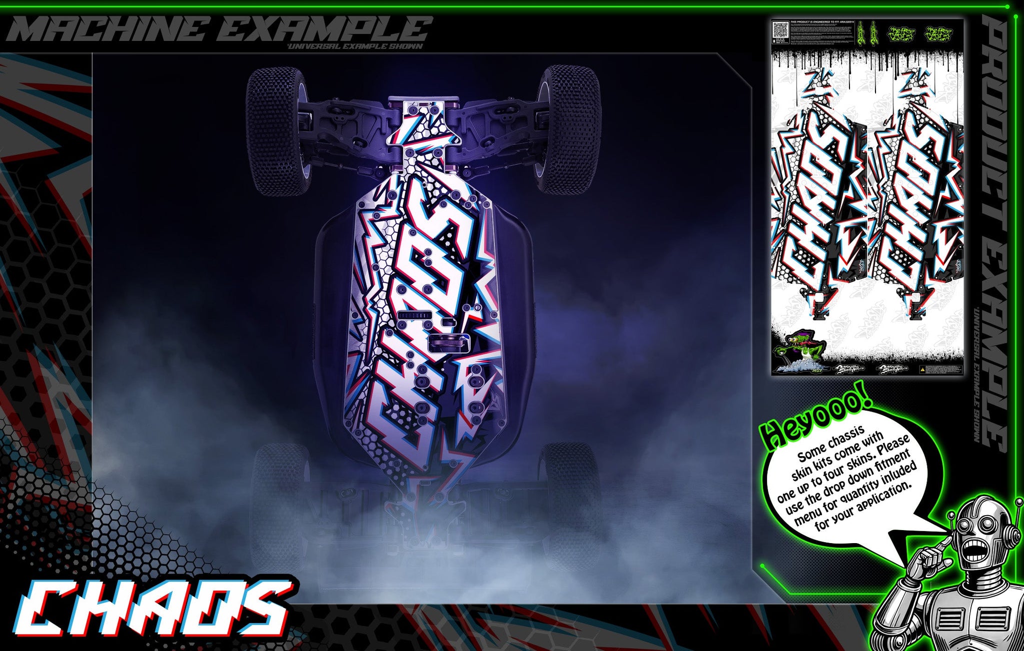 'Chaos' Themed Chassis Skin Fits Rovan® | ROFUN® | F5 | RF5 | Baja 5B | Darkside Studio Arts LLC - 1
