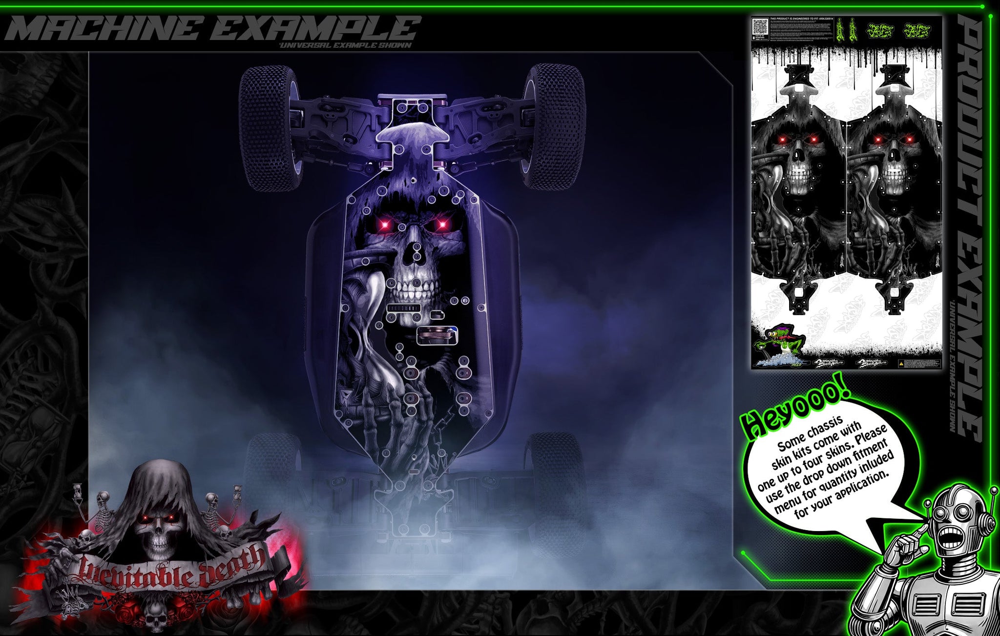 'Inevitable Death' Themed Chassis Skin Fits Rovan® | ROFUN® | F5 | RF5 | Baja 5B | Darkside Studio Arts LLC - 1
