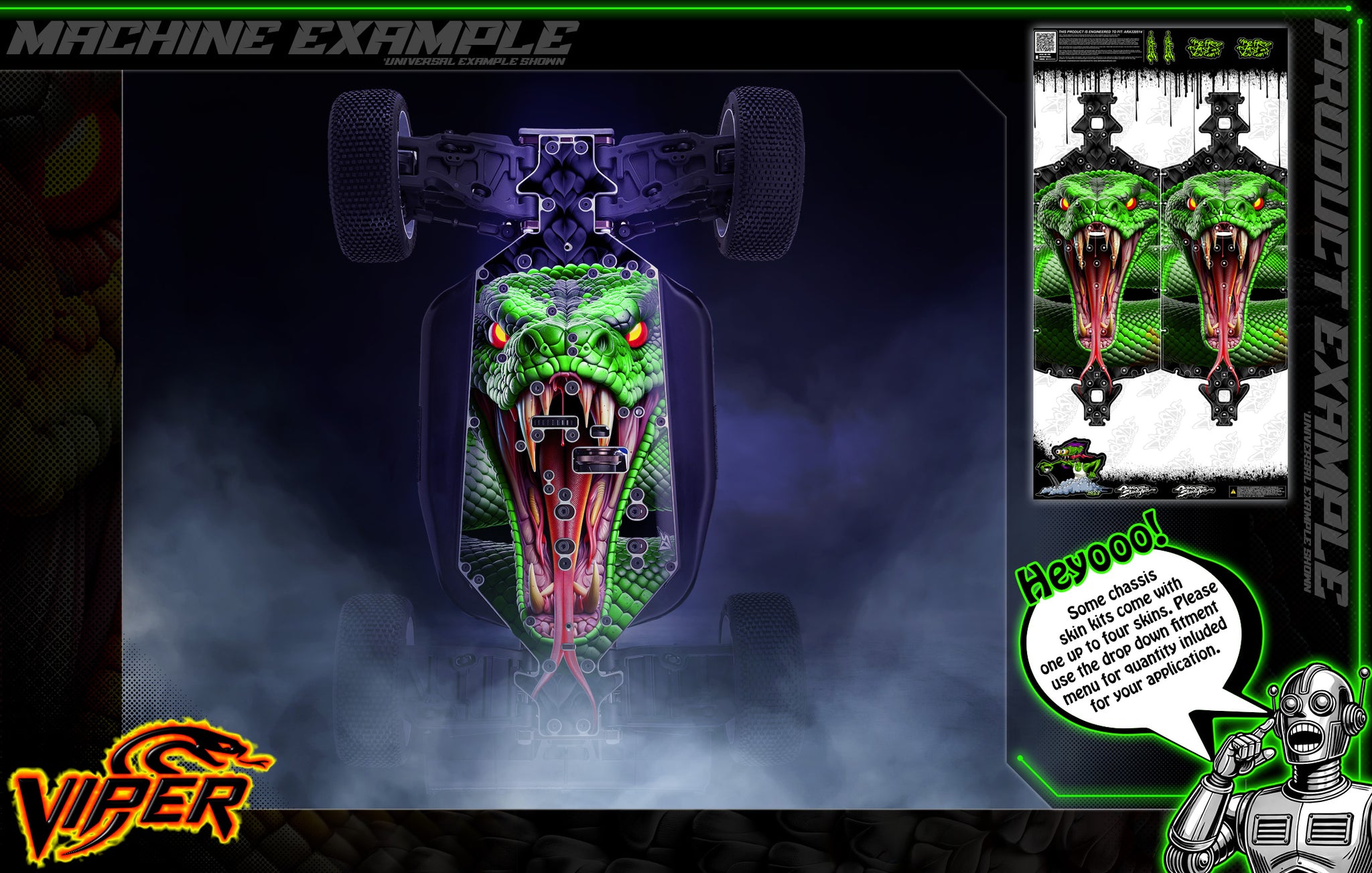 'Viper' Chassis Wrap Hop Up Accessory Skins Fits MCD Racing RR5 Max, W ...