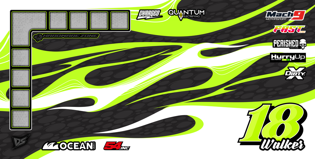 'Turbulence' Premium RC Pit / Work Mat – Customizable, Rollable, Rubber non-slip base, Polyester Top, Stitched Edges | Darkside Studio Arts LLC.