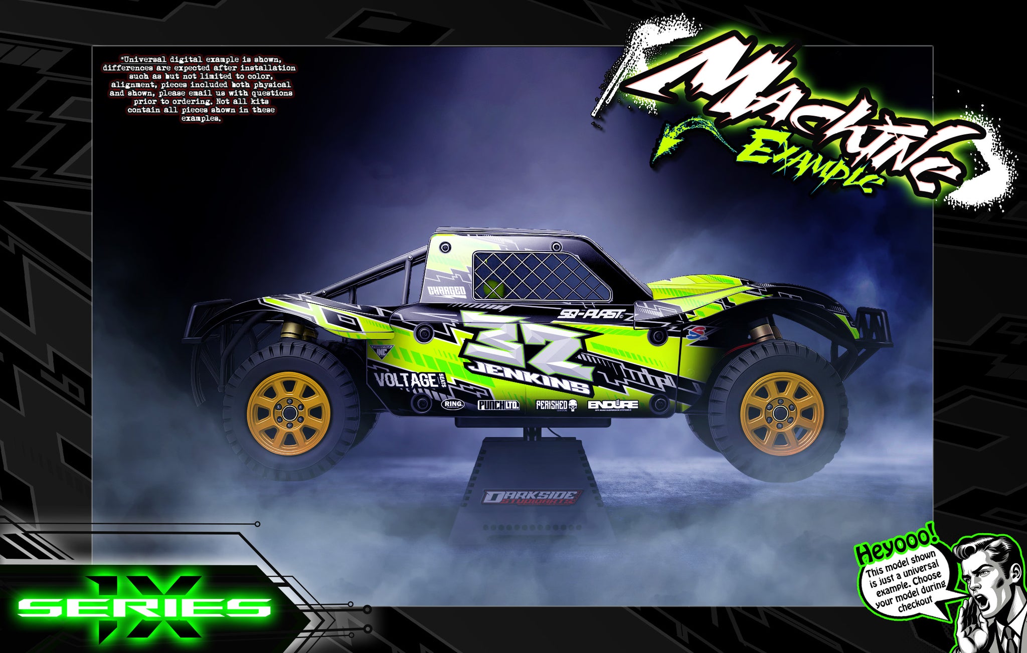 'Series 1X' Themed Body Decal Graphics Kit Fits Losi 5Ive-T / Rovan / King Motor 30° North Big Flex (Which Can Fit 2.0 Chassis)As Well ) | Darkside Studio Arts LLC.