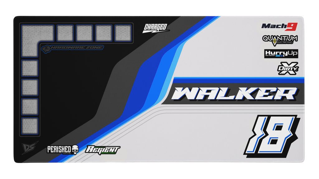 'Throwback' Premium RC Pit / Work Mat – Customizable, Rollable, Rubber non-slip base, Polyester Top, Stitched Edges | Darkside Studio Arts LLC.