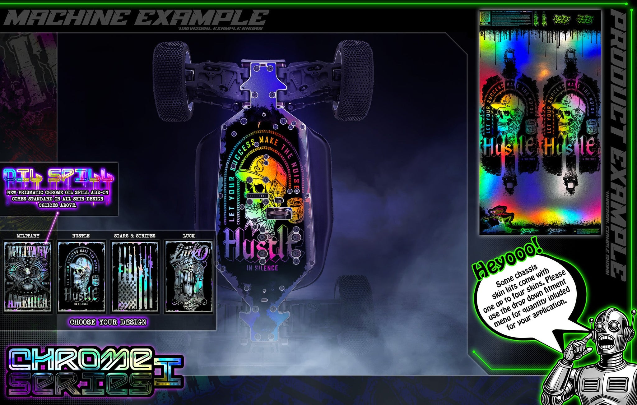 'Chrome Series I' Themed Chassis Skin Fits Rovan® | ROFUN® | F5 | RF5 | Baja 5B | Darkside Studio Arts LLC - 1