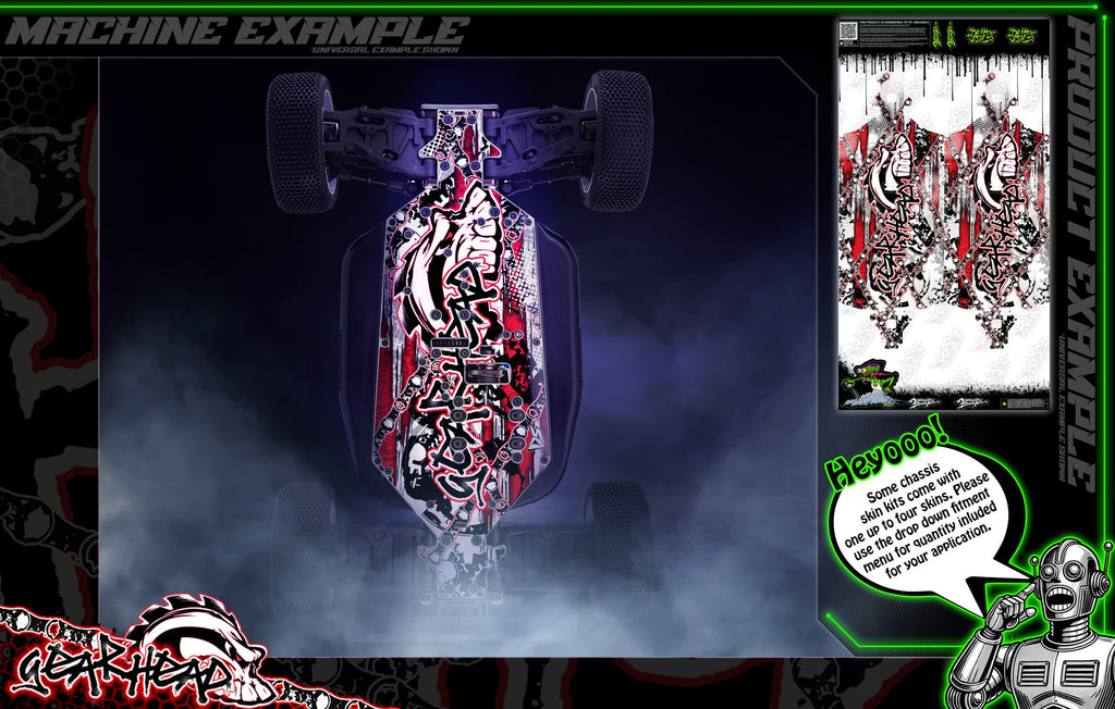 'Gear Head' Themed Chassis Skin Fits HPI® | Baja 5B | Baja 5T | Baja 5SC | King Motor | Kraken | Darkside Studio Arts LLC - 1