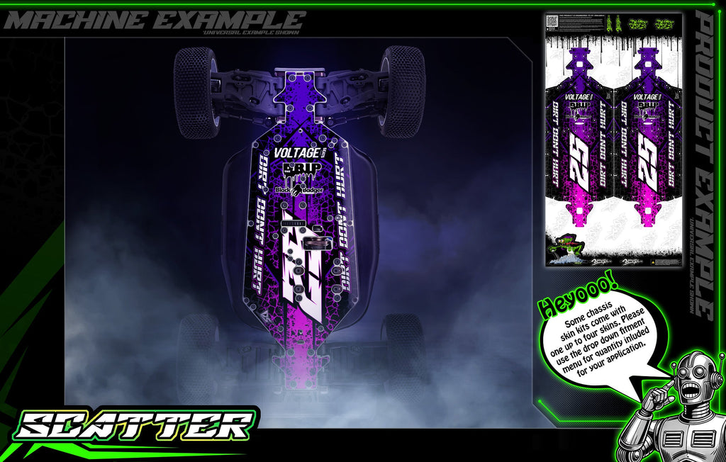 Custom protective RC chassis skin graphics | Darkside Studio Arts LLC