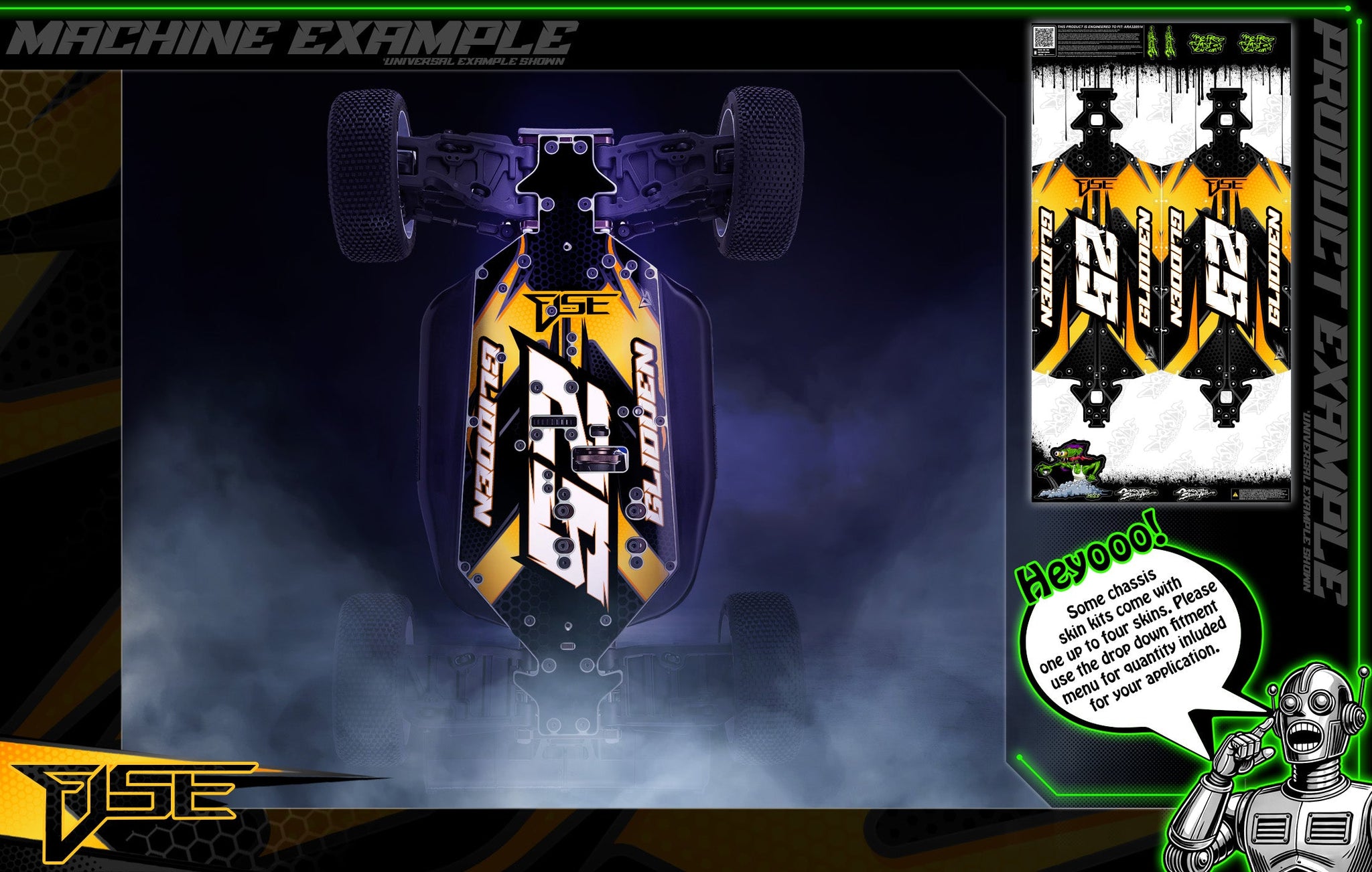 'Fuse' Themed Chassis Skin Fits Rovan® | ROFUN® | F5 | RF5 | Baja 5B | Darkside Studio Arts LLC - 1