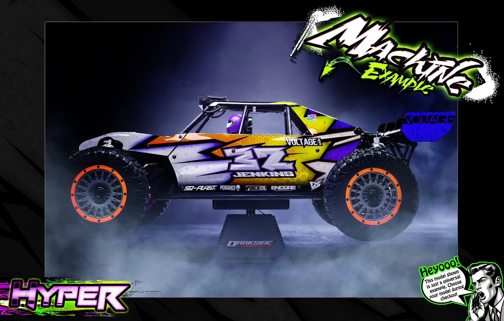'Hyper' Themed Graphics Skin Kit Fits Losi® | Desert Buggy XL | Desert Buggy XL 2.0 | Desert Buggy XL-E | Desert Buggy XL-E 2.0 | Darkside Studio Arts LLC.
