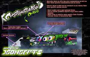 'Need For Speed' Customizable Wrap Skin Graphics Fits JConcepts L8 Night, Monte Carlo, L8D Decked, Chevy Camaro - Darkside Studio Arts LLC.