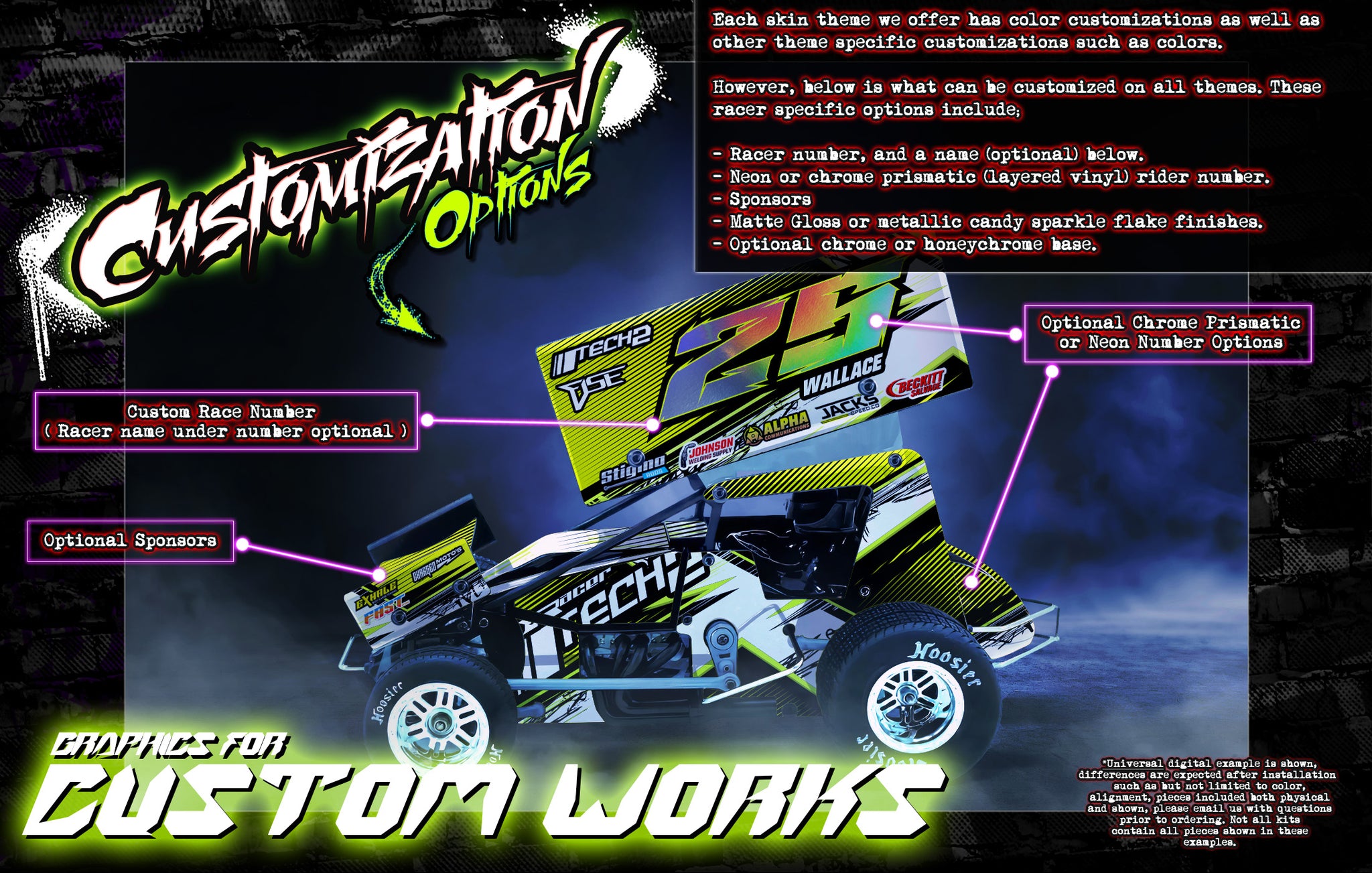 'Neon Series I' Customizable Graphics Wrap Kit For Custom Works Beast ...