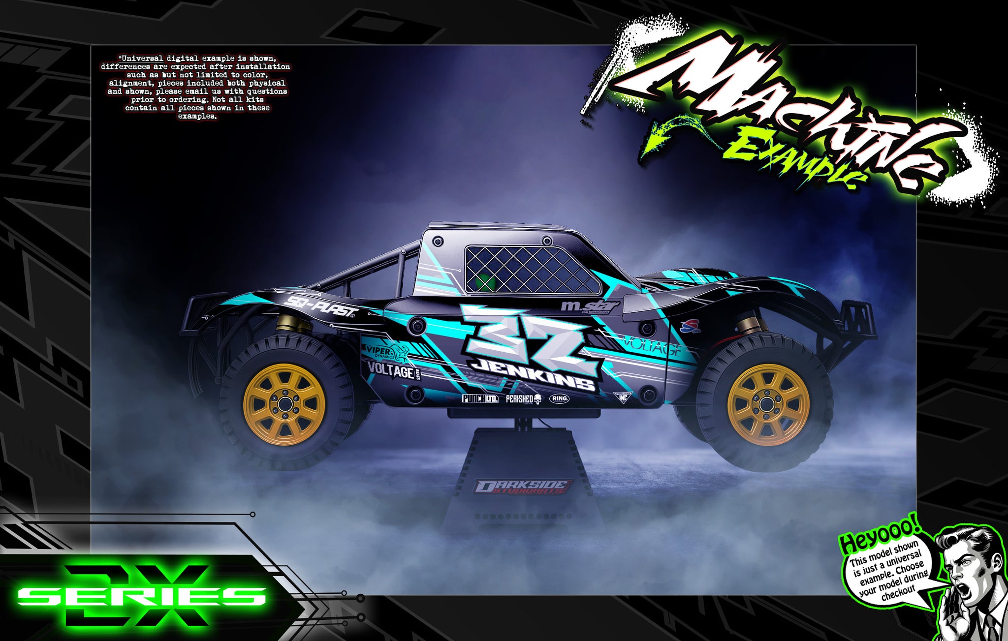 'Series 2X' Themed Body Decal Graphics Kit Fits Losi 5Ive-T / Rovan / King Motor 30° North Big Flex (Which Can Fit 2.0 ChassisAs Well) | Darkside Studio Arts LLC.