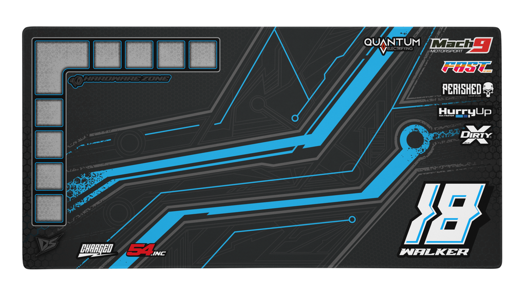 'Pulse' Premium RC Pit / Work Mat – Customizable, Rollable, Rubber non-slip base, Polyester Top, Stitched Edges | Darkside Studio Arts LLC.