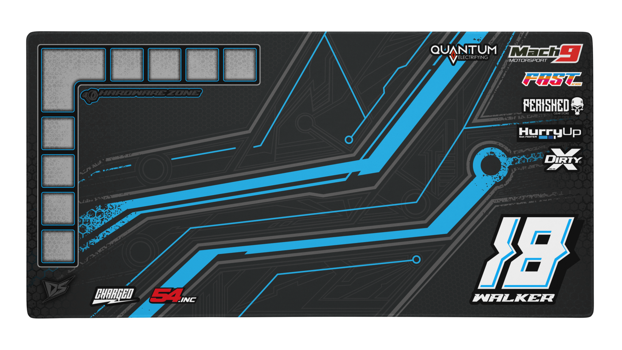 'Pulse' Premium RC Pit / Work Mat – Customizable, Rollable, Rubber non-slip base, Polyester Top, Stitched Edges | Darkside Studio Arts LLC.