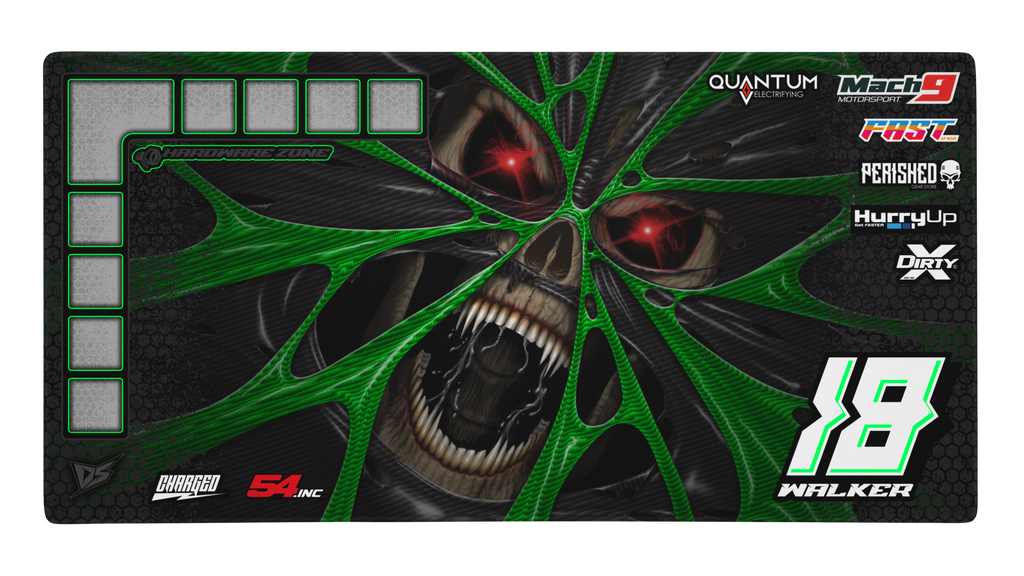 'The Demons Within' Premium RC Pit / Work Mat – Customizable, Rollable, Rubber non-slip base, Polyester Top, Stitched Edges | Darkside Studio Arts LLC.