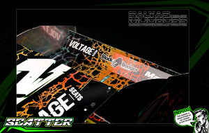 'Scatter' Pre-Wrapped & Assembled Genuine Salvas Mudboss Lexan Body for Short Course Traxxas Slash Racing Red/Orange - Darkside Studio Arts LLC.