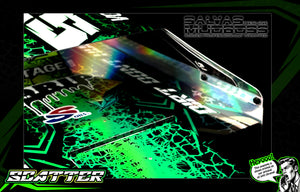 'Scatter' Pre-Wrapped & Assembled Genuine Salvas Mudboss Lexan Body for Short Course Traxxas Slash Racing Green/Yellow - Darkside Studio Arts LLC.