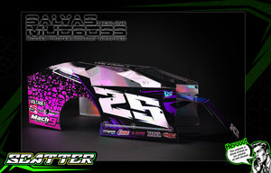 'Scatter' Pre-Wrapped & Assembled Genuine Salvas Mudboss Lexan Body for Short Course Traxxas Slash Racing Purple/Pink - Darkside Studio Arts LLC.