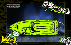 'Marked Up' Themed Graphics Skin Kit Fits Pro Boat Super Sonicwake 8s Hull and Cap - Darkside Studio Arts LLC.