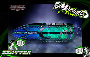 'Scatter' Themed Graphics Skin Kit Fits Pro Boat Super Sonicwake 8s Hull and Cap - Darkside Studio Arts LLC.