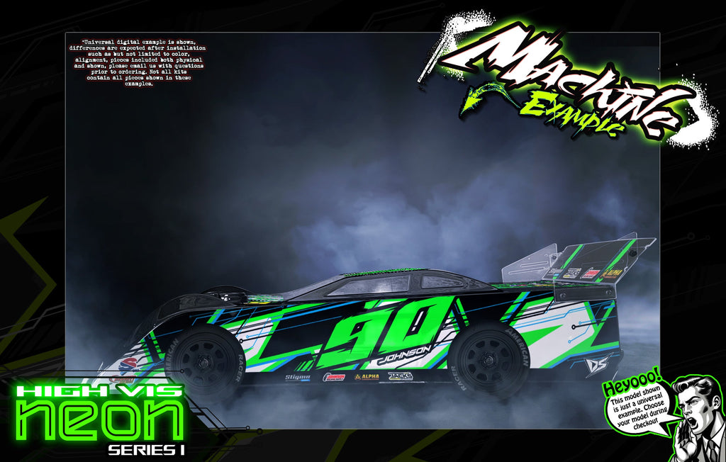 'Neon Series I' High Vis Neon Customizable Decal Skin Kit Fits JConcepts L8 Night, Monte Carlo, L8D Decked, Chevy Camaro Body | Darkside Studio Arts LLC.