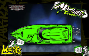 'Marked Up' Themed Graphics Skin Kit Fits Pro Boat Recoil 2 Veles Impulse 32 Shockwave Sonicwake 36" Zelos 36" (Miss Geico) - Darkside Studio Arts LLC.