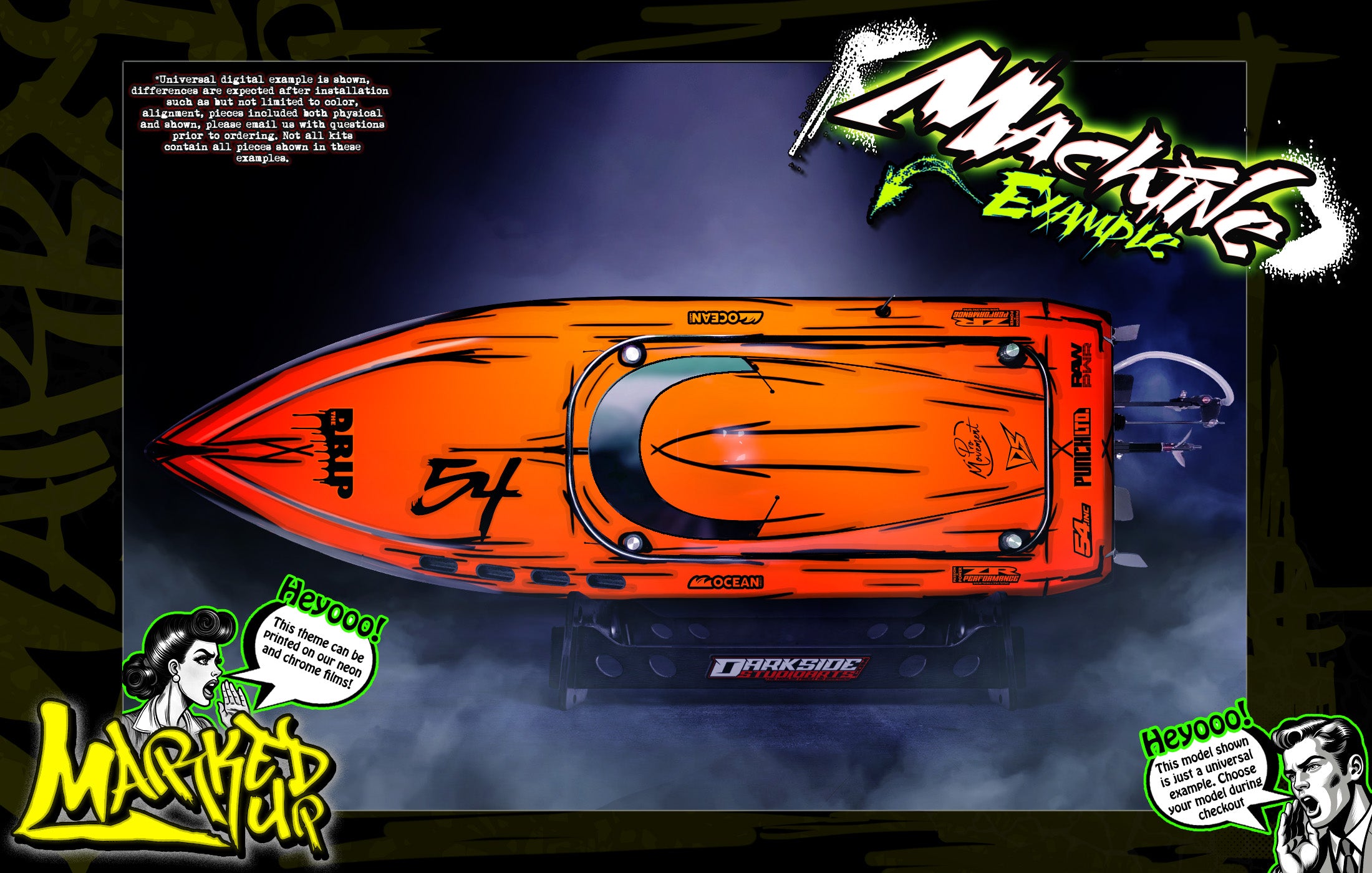 'The Kraken' True Neon Themed Graphics Skin Kit Fits Oxidean Marine Do ...