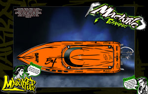 'Marked Up' Themed Graphics Skin Kit Fits Pro Boat Recoil 2 Veles Impulse 32 Shockwave Sonicwake 36" Zelos 36" (Miss Geico) - Darkside Studio Arts LLC.