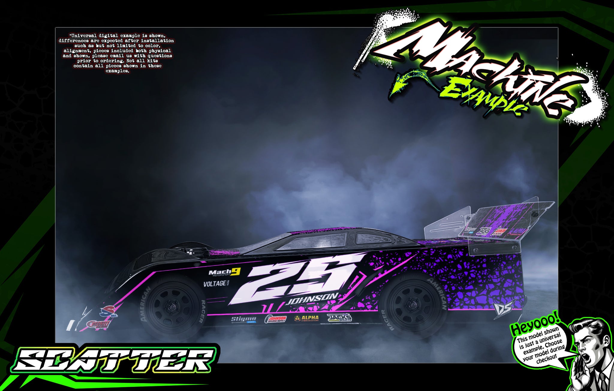 Scatter' Customizable Wrap Skin Graphics Fits Shark RC RC 1/10