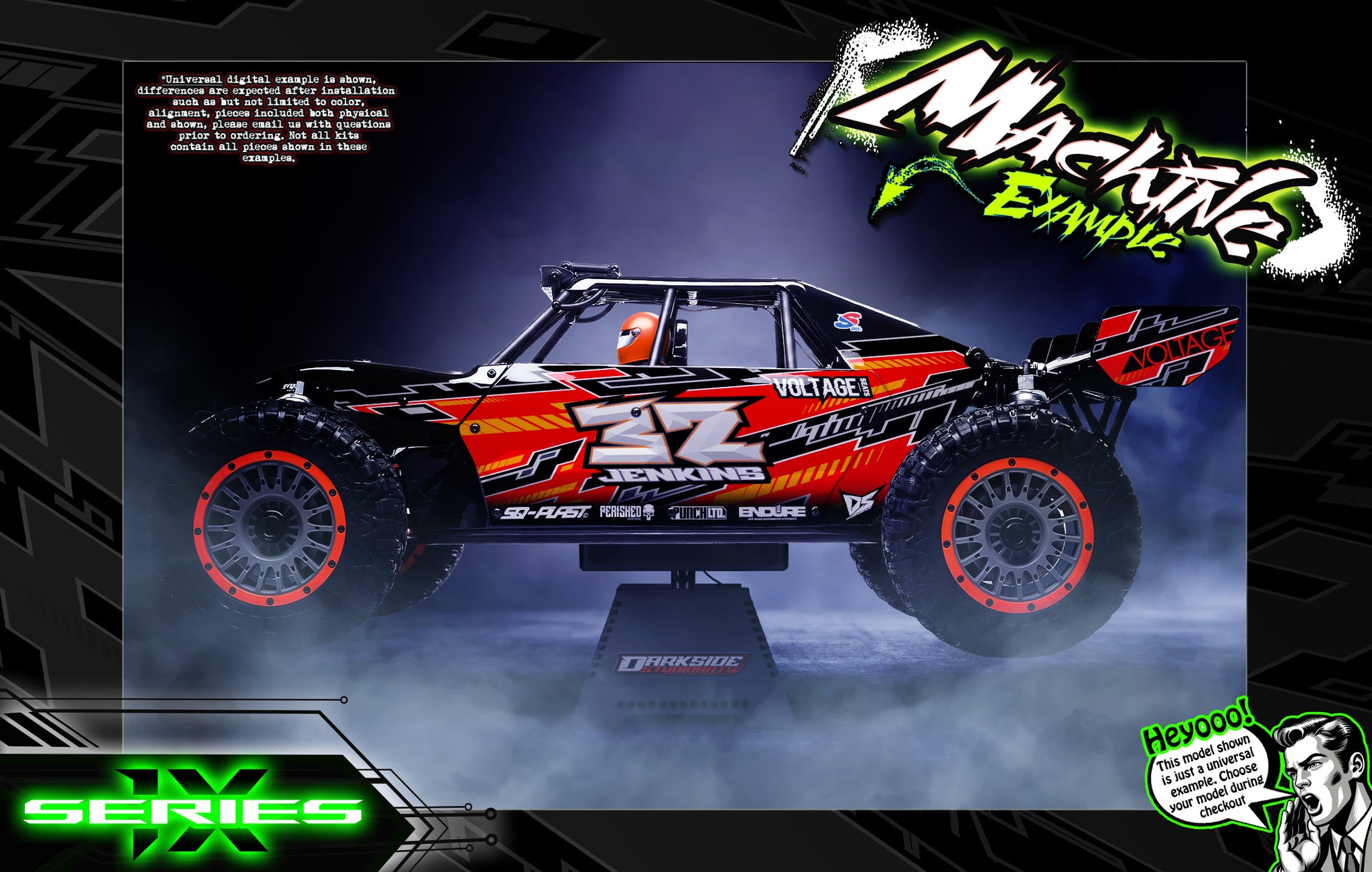 'Series 1X' Skin Wrap Graphics Kit Fits Losi Desert Buggy Dbxl / Dbxl 2.0 / Dbxl-E / Dbxl-E 2.0 | Darkside Studio Arts LLC.