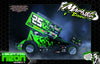 'Neon Series V' Customizable Graphics Wrap Kit For Custom Works Beast Midget, Eldora, Outlaw, Bullet Sprint | Darkside Studio Arts LLC.