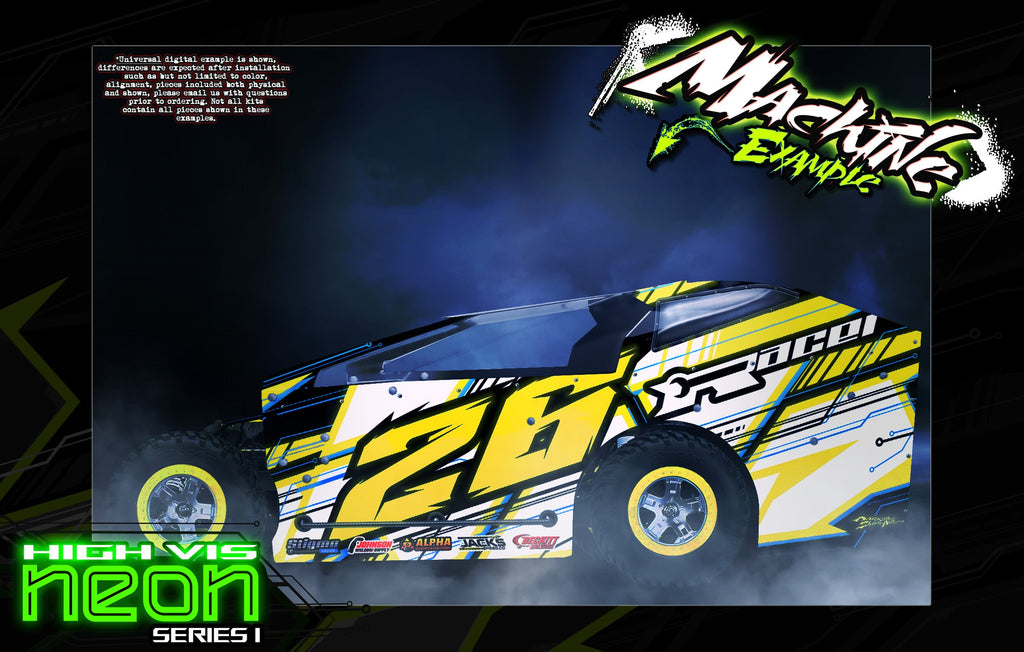 'Neon Series I' High Vis Neon Fluorescent Decal Skin Set For JBody RC Mudboss / Late Model Graphics Wrap | Darkside Studio Arts LLC.