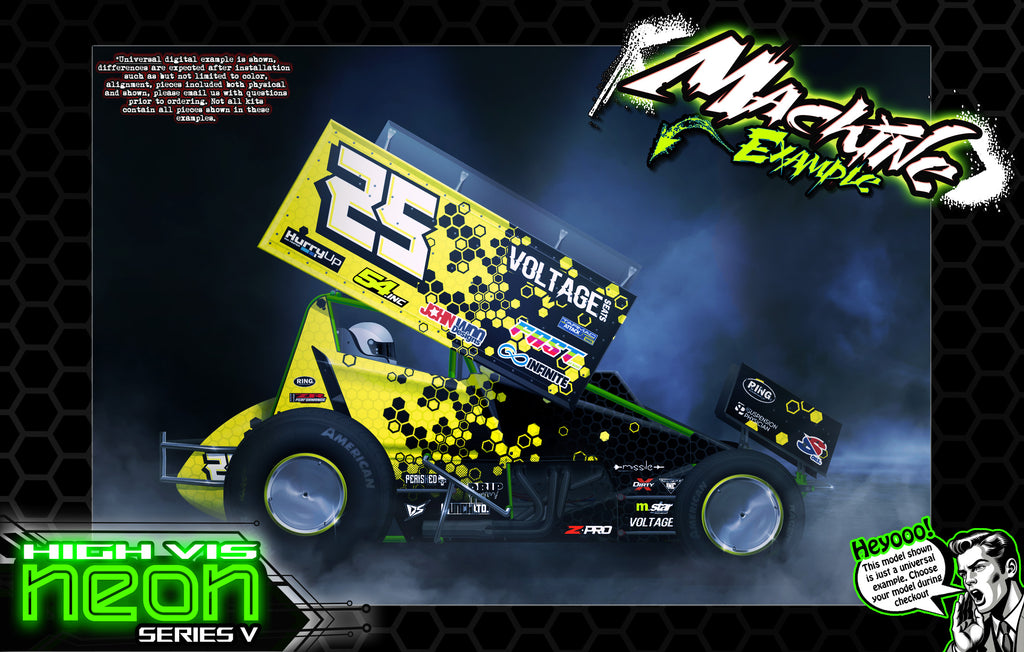 'Neon Series V' Custom Graphics Kit for McAllister Sprint Cars – Port Royal, Placerville, Velocity, Mercer | Darkside Studio Arts LLC.