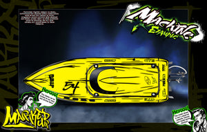 'Marked Up' Themed Graphics Skin Kit Fits Pro Boat Recoil 2 Veles Impulse 32 Shockwave Sonicwake 36" Zelos 36" (Miss Geico) - Darkside Studio Arts LLC.