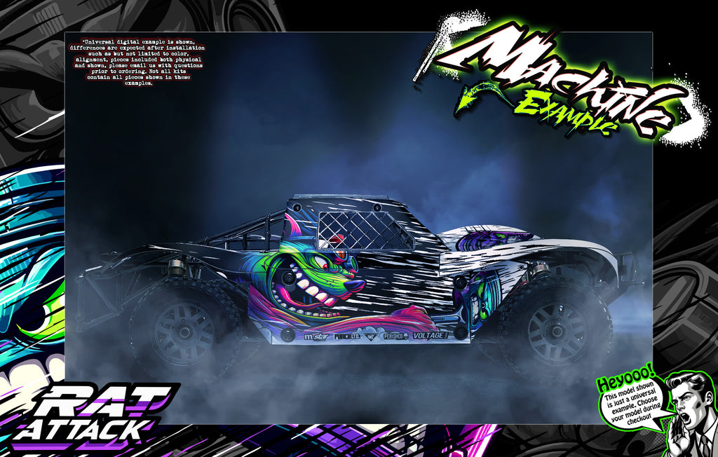 'Rat Attack' Body Wrap Decal Hop-Up Custom Kit Fits Losi 5Ive-T / Rovan / King Motor 30° North Big Flex (Which Can Fit 2.0 Chassis As Well ) | Darkside Studio Arts LLC.