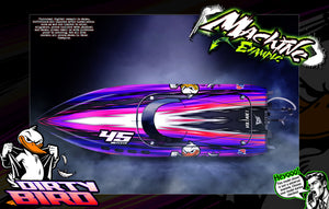 'Dirty Bird' Themed Graphics Skin Kit Fits Pro Boat Recoil 2 Veles Impulse 32 Shockwave Sonicwake 36" Zelos 36" (Miss Geico) - Darkside Studio Arts LLC.