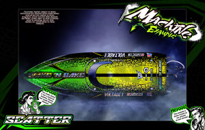 'Scatter' Themed Graphics Skin Kit Fits Pro Boat Super Sonicwake 8s Hull and Cap - Darkside Studio Arts LLC.