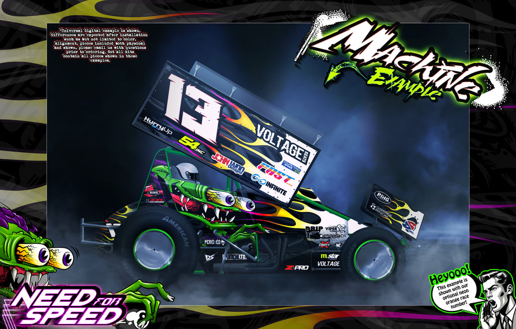 'Need For Speed' Customizable Graphics Wrap Kit For Hack Fab Sprint Bolt On Lexan Body For Losi Mini-B | Darkside Studio Arts LLC.