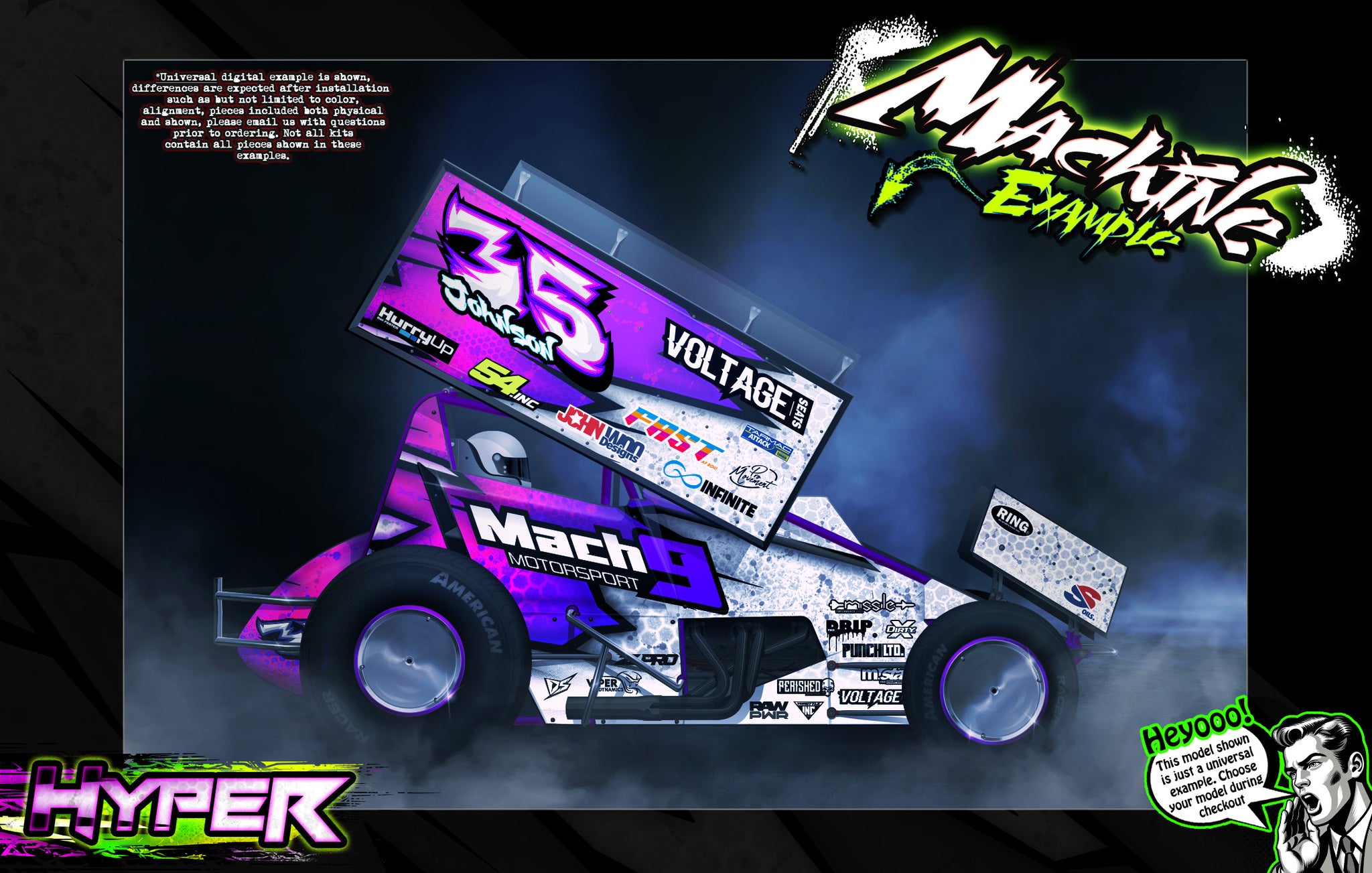 'Hyper' Themed Graphics Skin Kit Fits McAllister® | Mercer | Placerville | Port Royal | Velocity | Darkside Studio Arts LLC.