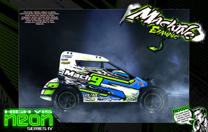 'Neon Series IV' Customizable Graphics Wrap Kit For Custom Works Beast Midget, Eldora Sprint - Darkside Studio Arts LLC.