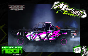 'Neon Series I' Green Fluorescent Custom Aftermarket Wrap Fits UDR Traxxas Unlimited Desert Racer OEM Body & Cage - Darkside Studio Arts LLC.