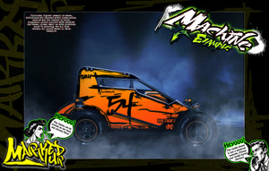 'Marked Up' Customizable Graphics Wrap Kit For Custom Works Beast Midget, Eldora Sprint - Darkside Studio Arts LLC.