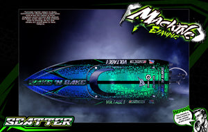 'Scatter' Themed Graphics Skin Kit Fits Pro Boat Recoil 2 Veles Impulse 32 Shockwave Sonicwake 36" Zelos 36" (Miss Geico) - Darkside Studio Arts LLC.