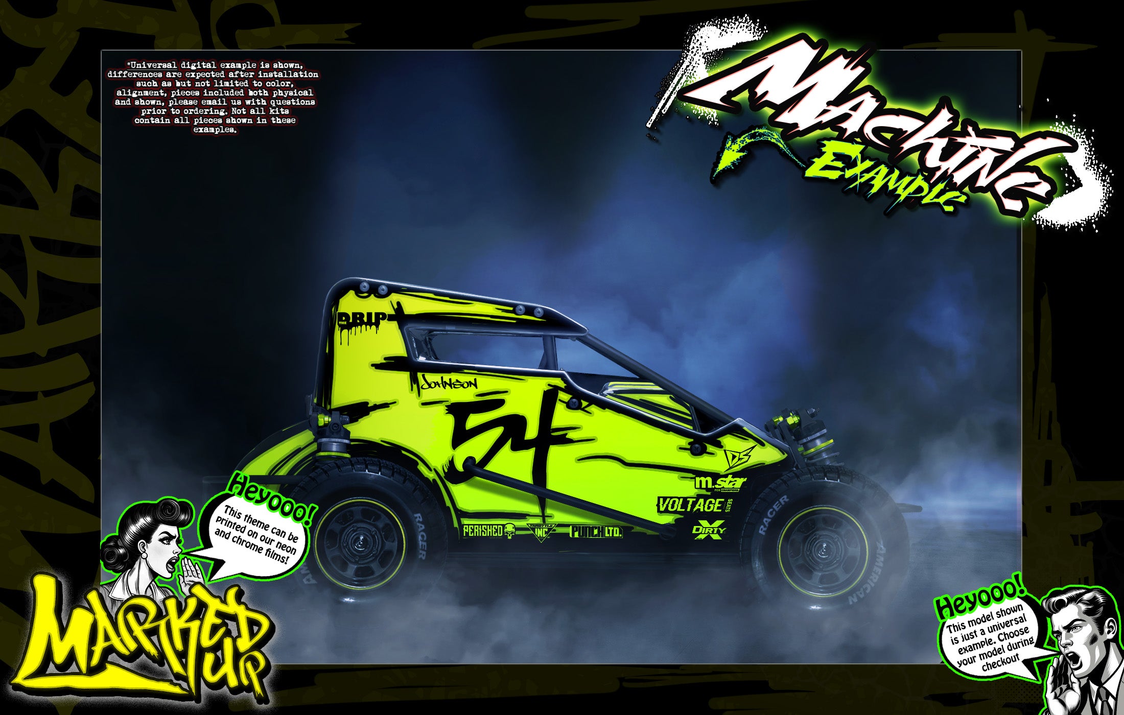 'Marked Up' Customizable Graphics Wrap Kit For Team GFRP Weapon Midget ...
