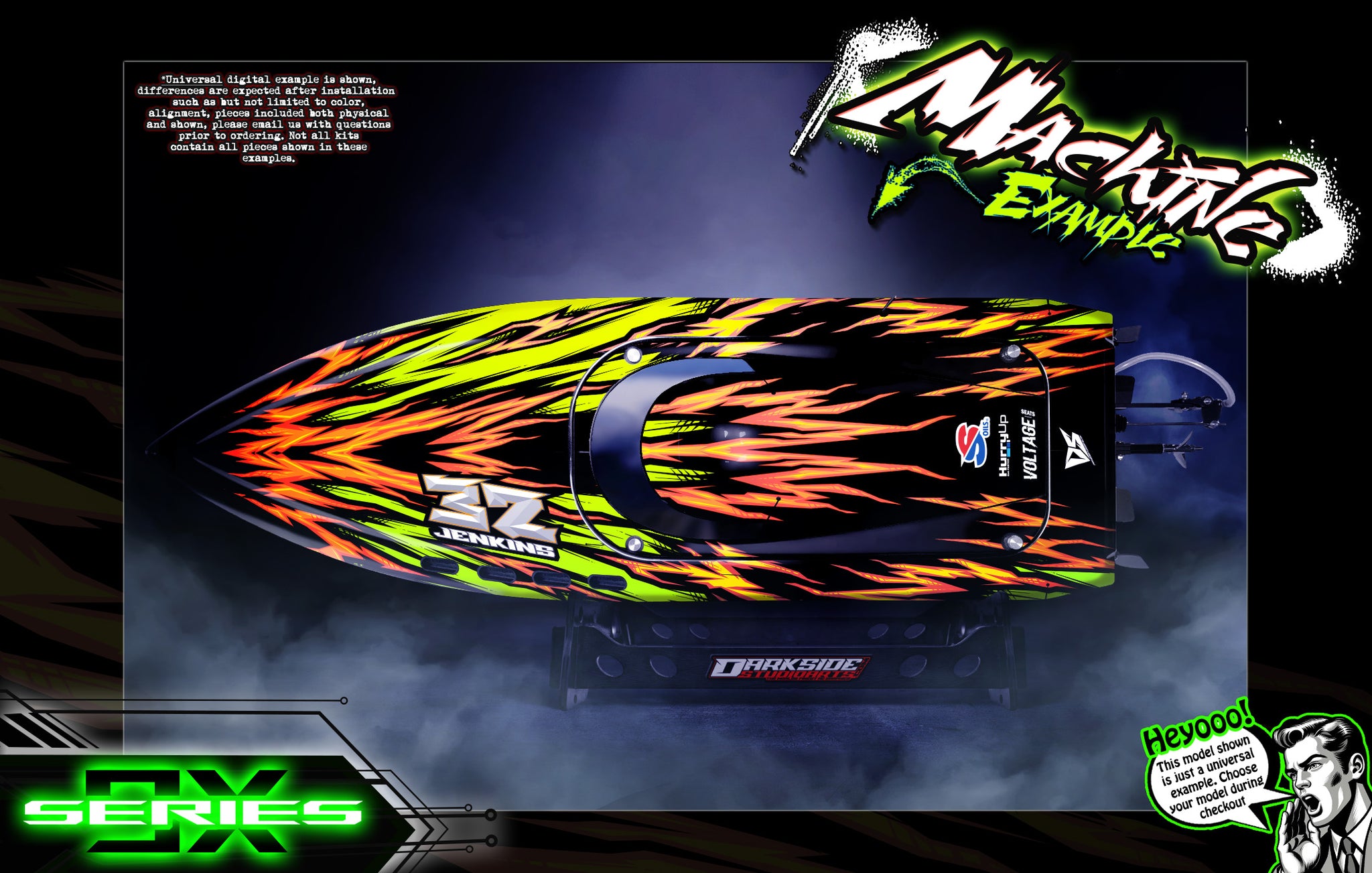 'Series 9X' Themed Graphics Skin Kit Fits Oxidean Marine Mini-Dom Dominator Animal Cat I & II | Darkside Studio Arts LLC.